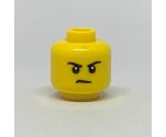 Minifigure, Head Dual Sided Black Eyebrows, Grin / Frown Pattern - Hollow Stud