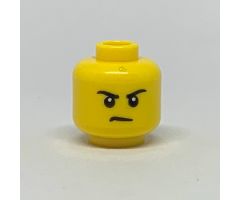 Minifigure, Head Dual Sided Black Eyebrows, Grin / Frown Pattern - Hollow Stud