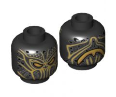Minifigure, Head Mask Gold Eyes and Details Pattern - Hollow Stud