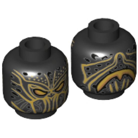 Minifigure, Head Mask Gold Eyes and Details Pattern - Hollow Stud