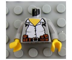 Torso Adventurers Desert White Female Shirt, Jacket, Belt with Pouches Pattern / Light Gray Arms / Yellow Hands