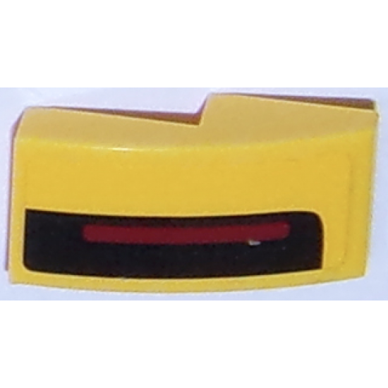 Slope, Curved 2 x 1 with Thin Red Stripe on Thick Black Stripe on Yellow Background Pattern Model Right Side (Sticker) - Set 75870