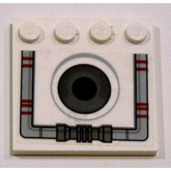 Tile, Modified 4 x 4 with Studs on Edge with Black and Dark Bluish Gray Hole and Light Gray Piping Pattern (Sticker) - Set 10195