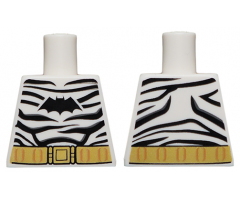 Torso Batman Costume Zebra with Black Stripes, Gold Belt and Black Logo Pattern