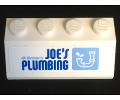 Slope 45 2 x 4 with Blue 'Octan's JOE'S PLUMBING' and Drainpipe Pattern (Sticker) - Set 70811