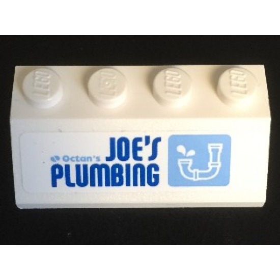 Slope 45 2 x 4 with Blue 'Octan's JOE'S PLUMBING' and Drainpipe Pattern (Sticker) - Set 70811