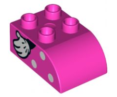 Duplo, Brick 2 x 3 with Curved Top with White Polka Dots and Left Minnie Mouse Hand Pattern