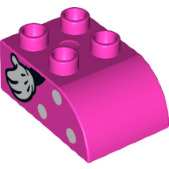 Duplo, Brick 2 x 3 with Curved Top with White Polka Dots and Left Minnie Mouse Hand Pattern