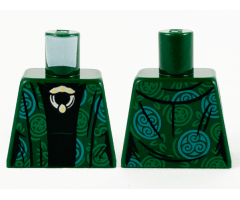 Torso Harry Potter Robe with Green and Medium Green Circles, Black Dress, Metallic Silver and Gold Medallion Pattern