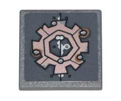 Road Sign 2 x 2 Square with Open O Clip with Copper Gear, Silver Rivets and Rust Pattern (Sticker) - Set 70840