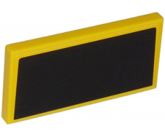 Tile 2 x 4 with Black Trapezoid on Yellow Pattern Background (Sticker) - Set 75870