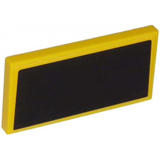 Tile 2 x 4 with Black Trapezoid on Yellow Pattern Background (Sticker) - Set 75870