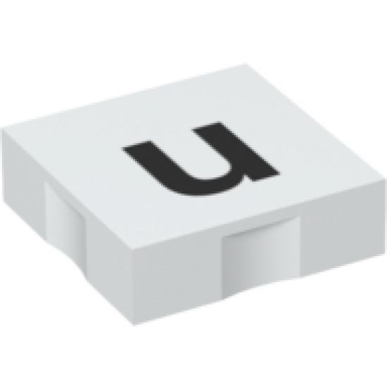 Duplo, Tile 2 x 2 with Black Lowercase Letter u Pattern