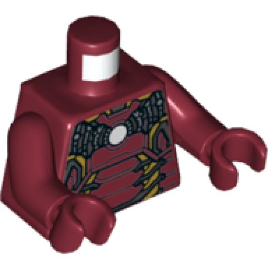 Torso Armor with White Circle and Gold and Silver Plates (Iron Man MK 43) Pattern / Dark Red Arms / Dark Red Hands