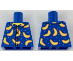 Torso Shirt Button Down with Bananas and Bright Light Blue Triangles Pattern