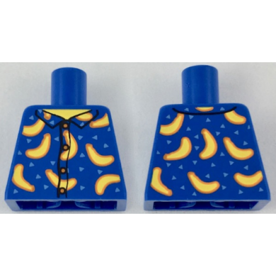 Torso Shirt Button Down with Bananas and Bright Light Blue Triangles Pattern