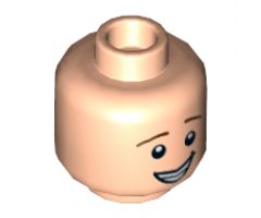 Minifigure, Head Dual Sided Reddish Brown Eyebrows, Smile with Teeth / Scared Pattern - Hollow Stud