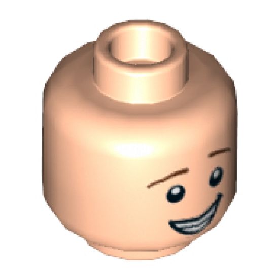 Minifigure, Head Dual Sided Reddish Brown Eyebrows, Smile with Teeth / Scared Pattern - Hollow Stud