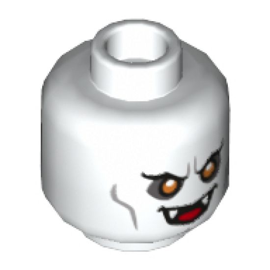Minifigure, Head Dual Sided Alien with Yellow Eyes, Fangs, Mouth Open (Vampire) / Balaclava, Light Nougat Face Pattern - Hollow Stud