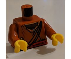 Torso Adventurers Orient Striped Collar, Crossbelt, Sash, Knife Pattern / Dark Orange Arms / Yellow Hands