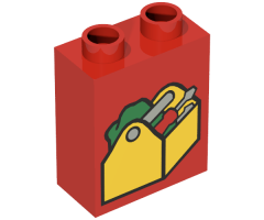 Duplo, Brick 1 x 2 x 2 with Tool Box Pattern