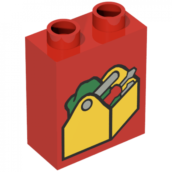 Duplo, Brick 1 x 2 x 2 with Tool Box Pattern
