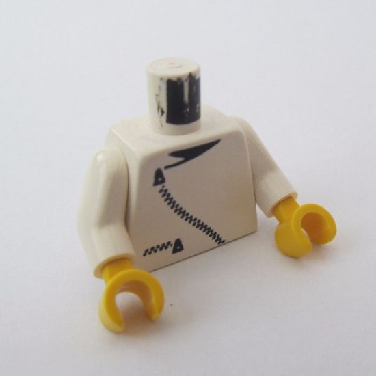 Torso Zipper Curved on Jacket and Pocket Pattern (black zipper) / White Arms / Yellow Hands