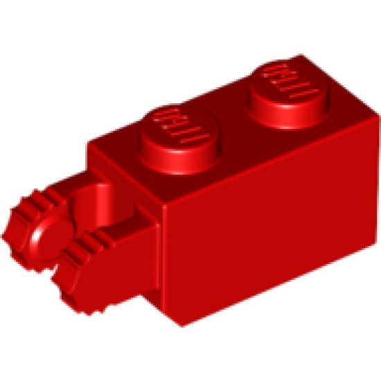 Hinge Brick 1 x 2 Locking with 2 Fingers Vertical End, 7 Teeth