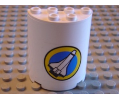 Cylinder Half 2 x 4 x 4 with Shuttle Pattern (Sticker) - Set 6454