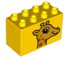 Duplo, Brick 2 x 4 x 2 with Giraffe Head Pattern