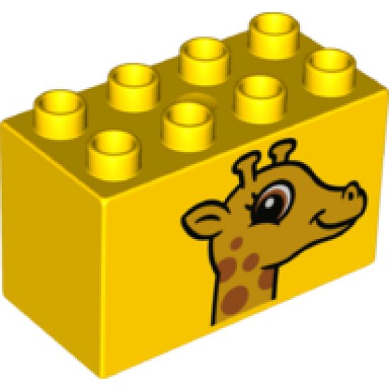 Duplo, Brick 2 x 4 x 2 with Giraffe Head Pattern
