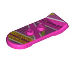 Minifigure, Utensil Hoverboard with Magenta, White and Lime Lines and 'HOVER BOARD' Pattern