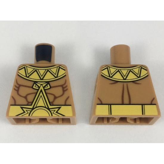 Torso Muscular Chest, Yellow Zigzag Collar and Belt with Large Sunshine Buckle Pattern
