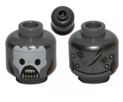 Minifigure, Head LotR Berserker White Face and Teeth, Plate on Reverse Pattern - Blocked Open Stud