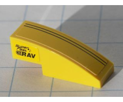 Slope, Curved 3 x 1 with Two Black Stripes on Top and Black 'Super Fast' and Black 'eRAV' on side Pattern (Stickers) - Set 8122