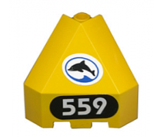 Panel 3 x 3 x 3 Corner Convex (Divers) with Dolphin Facing Left and Number 559 Pattern (Stickers) - Set 6559