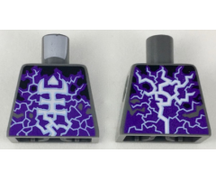 Torso White and Bright Light Blue Rogul Symbol and Lightning over Dark Purple and Black Pattern