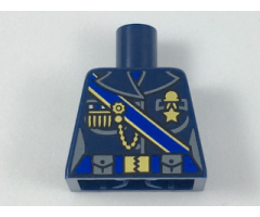 Torso Female Outline Military Uniform with Blue Sash and Belt and Gold Chain and Medals Pattern