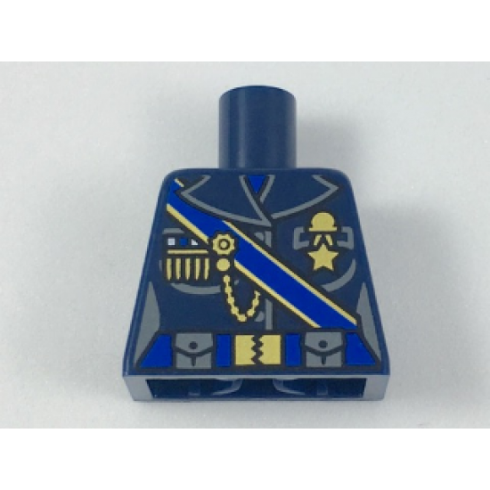 Torso Female Outline Military Uniform with Blue Sash and Belt and Gold Chain and Medals Pattern