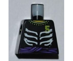 Torso Ninjago Skeleton Ribs White, Purple Waist Sash and Number 5 Pattern