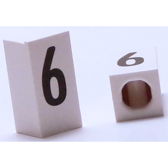 Tile, Modified 1 x 2 x 5/6 with Stud Hole in End and Black '6' Pattern