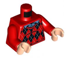 Torso Argyle Sweater, Medium Blue Shirt Collar, Black Diamonds and White Stitching Pattern / Red Arms / Light Nougat Hands