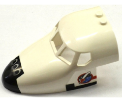 Aircraft Fuselage Curved Forward 6 x 10 with 5 Window Panes with Shuttle Nose Pattern and Space Logo on White Background on Both Sides (Stickers) - Set 60080