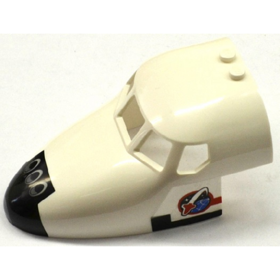 Aircraft Fuselage Curved Forward 6 x 10 with 5 Window Panes with Shuttle Nose Pattern and Space Logo on White Background on Both Sides (Stickers) - Set 60080