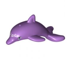 Dolphin, Friends / Elves, Jumping with Bottom Axle Holder with Medium Azure Eyes and White Face Decorations Pattern (Delphia)