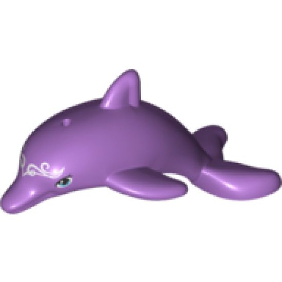 Dolphin, Friends / Elves, Jumping with Bottom Axle Holder with Medium Azure Eyes and White Face Decorations Pattern (Delphia)