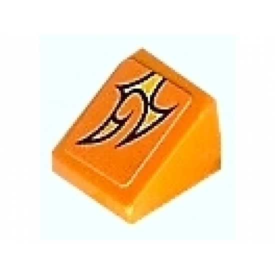 Slope 30 1 x 1 x 2/3 with Orange Flame Pattern Model Right (Sticker) - Set 8135