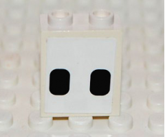 Panel 1 x 2 x 2 - Hollow Studs with 2 Black Rounded Rectangles on White Background (Airplane Windows) Pattern (Sticker) - Set 2532