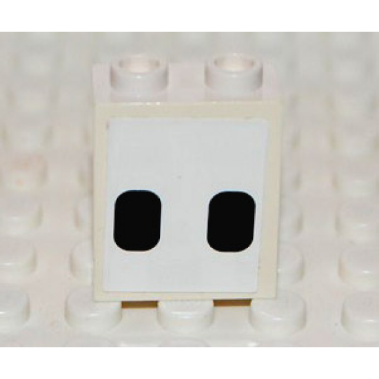 Panel 1 x 2 x 2 - Hollow Studs with 2 Black Rounded Rectangles on White Background (Airplane Windows) Pattern (Sticker) - Set 2532