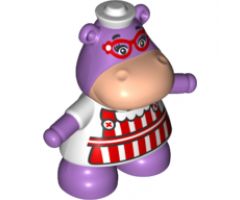 Duplo, Animal Hippo Small with Red and White Apron Pattern (Hallie)